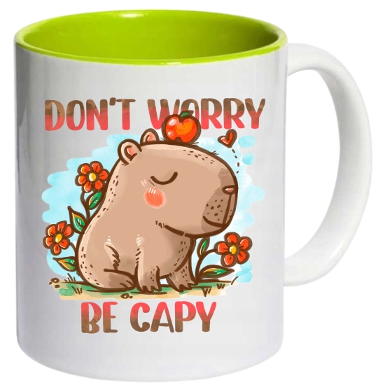 Foto kubek ze zdjęciem wnętrze JASNOZIELONE personalizowany Napis Logo Grafika pudełko GRATIS